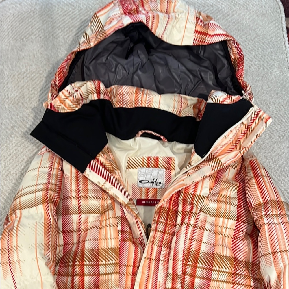 Oakley Red and Orange Ski Jacket with Hood